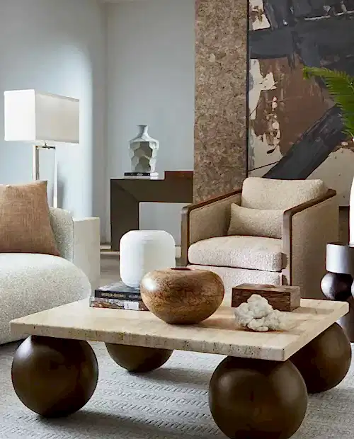 Travertine Ahşap Orta Sehpa